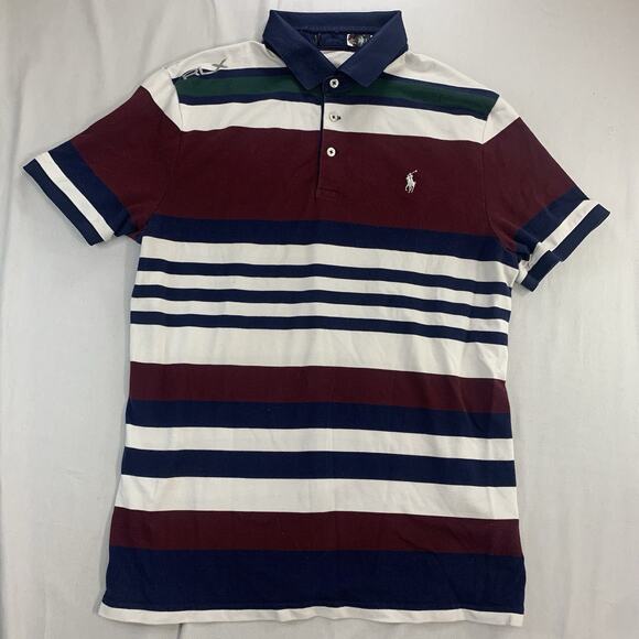 RLX Ralph Lauren Polo Shirt Men's Size L Blue Striped Performance Wicking Golf - Picture 1 of 8
